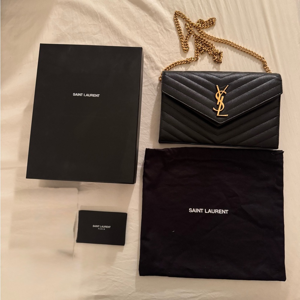 Saint Laurent Black and Gold Chain Bag